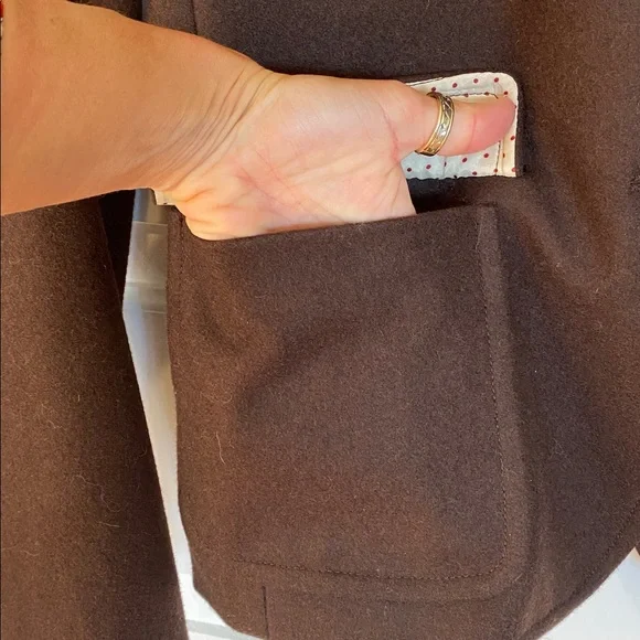 J. Crew Wool Chocolate Brown Blazer with Polka Dot Lining Vintage Classic - Picture 3 of 12